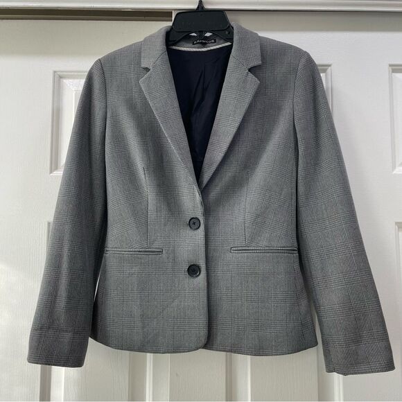 Express Gray Plaid Blazer Jacket with Elbow Pads Size 2 - Picture 3 of 11